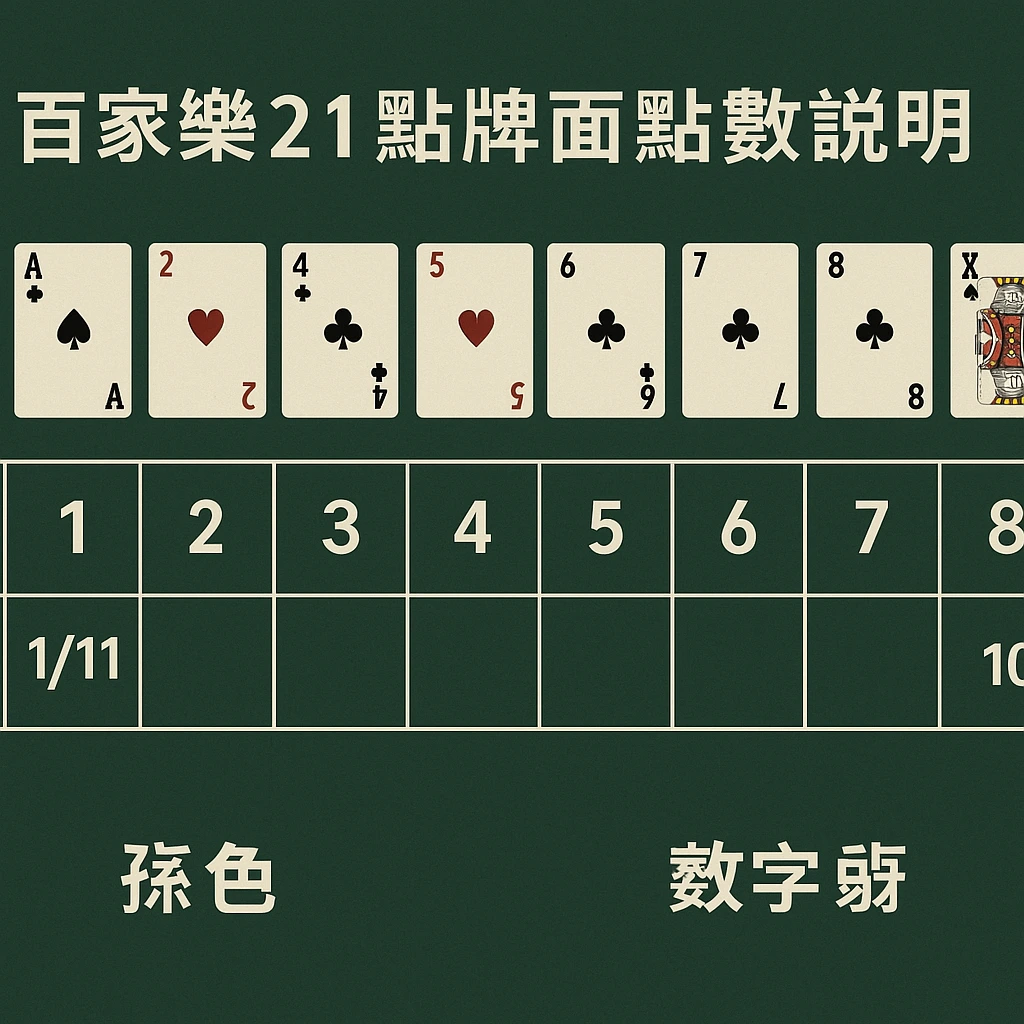 百家樂21點牌面點數說明