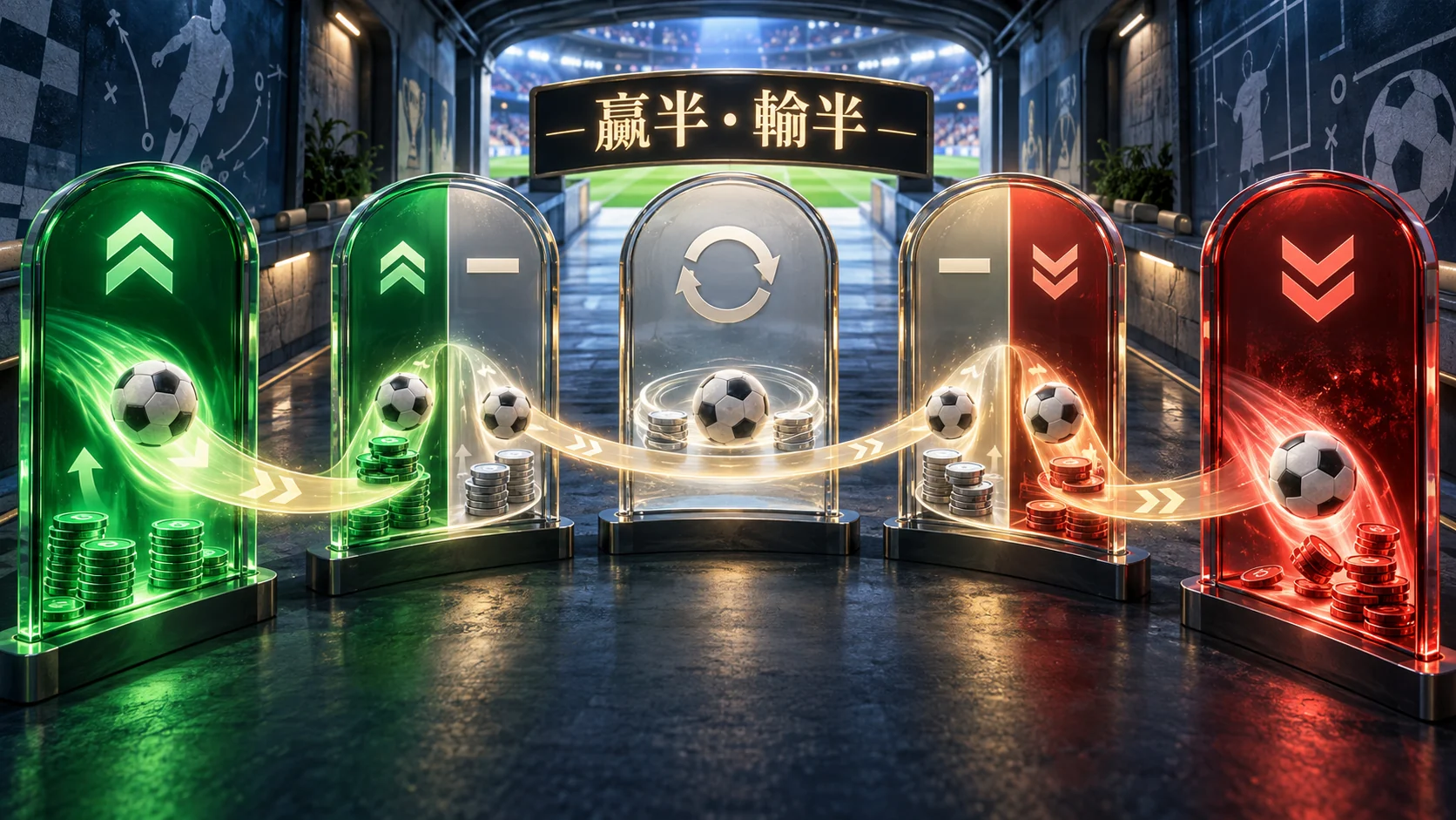 亞洲讓球盤由全贏、贏半、走盤、輸半至全輸的結算流程