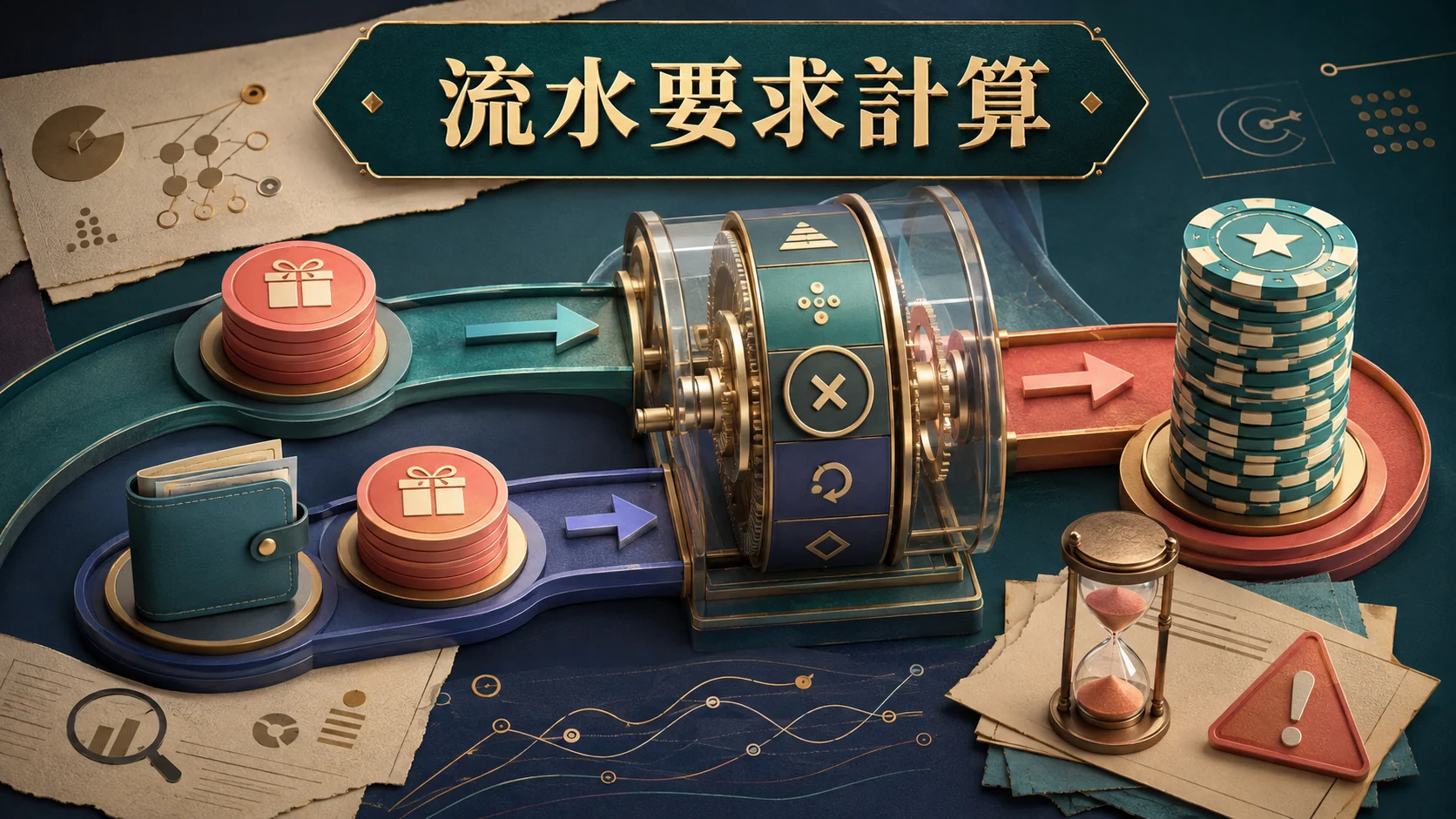 以獎金或存款加獎金作基礎計算流水要求的示意圖